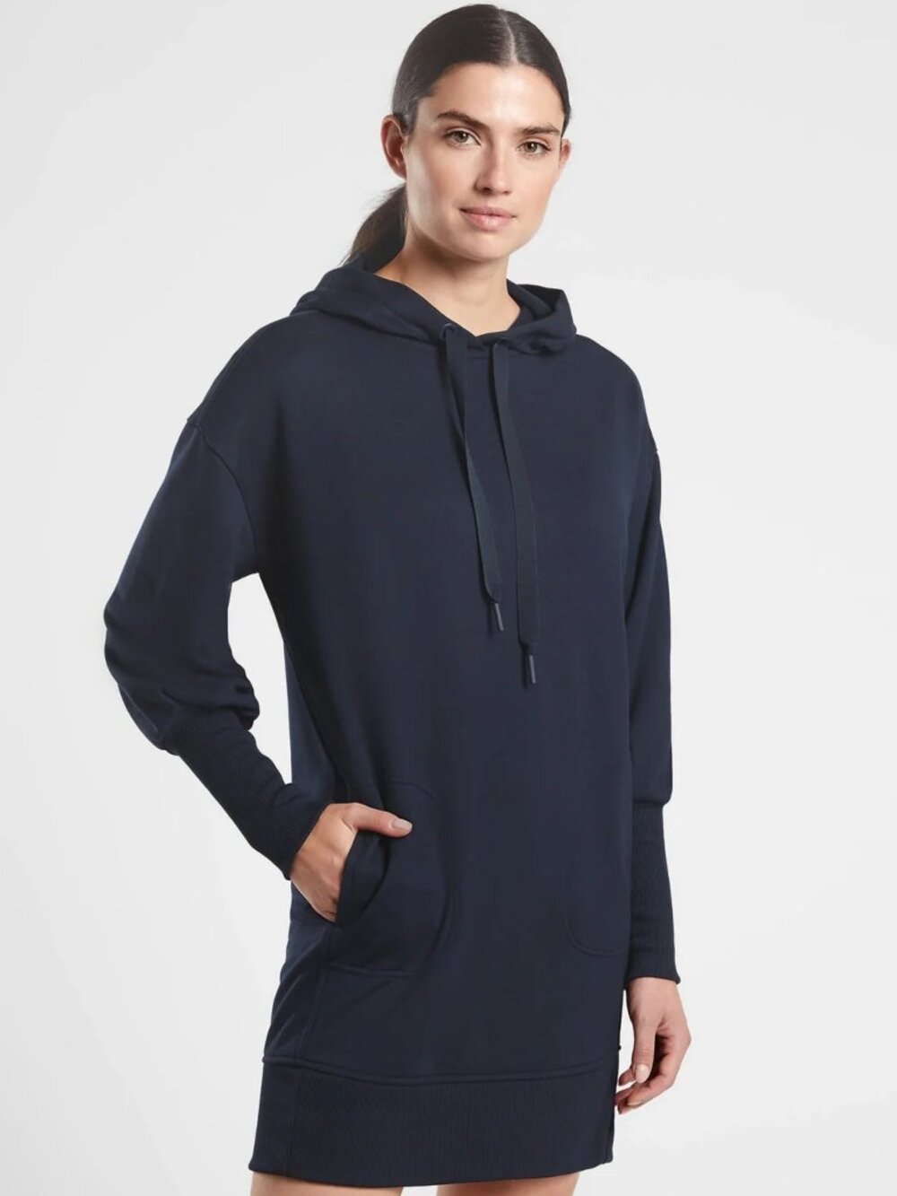 Athleta Navy Blue Mala Hoodie Dress XS
